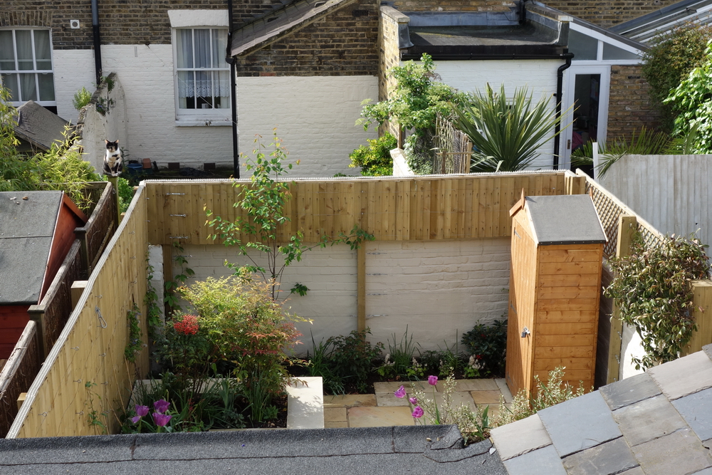 Small Garden ideas with New shed, fencing and planting