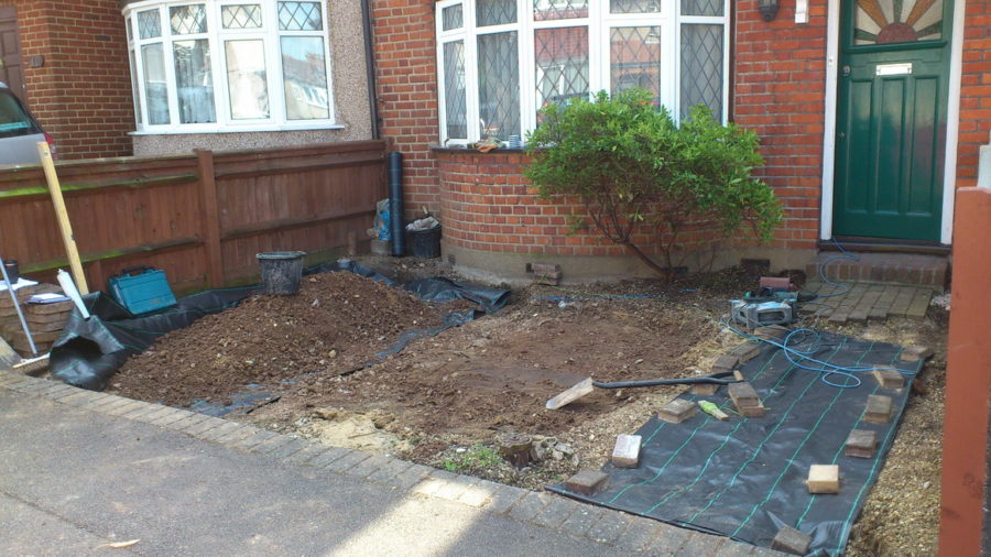Small front garden being built