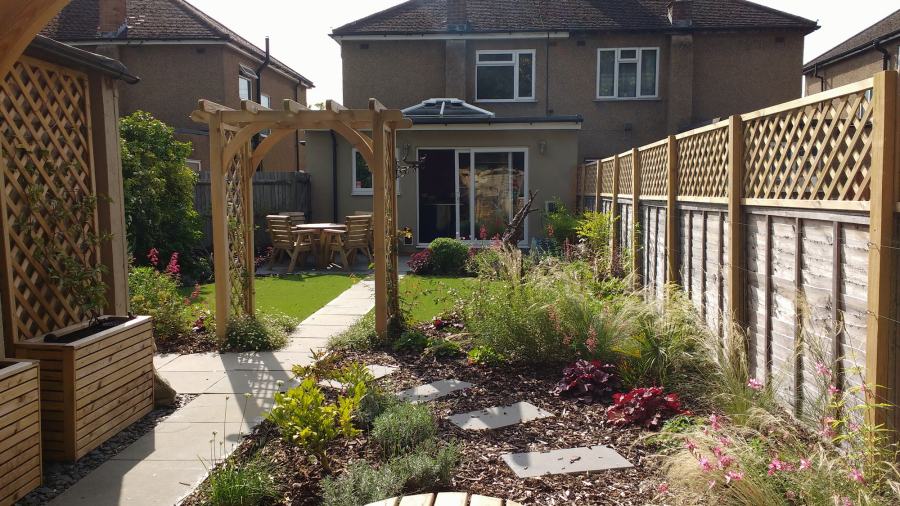 cottage garden planting in this semi-detached house
